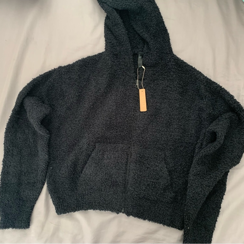 SKIMS cozy knit zip up hoodie L/XL black